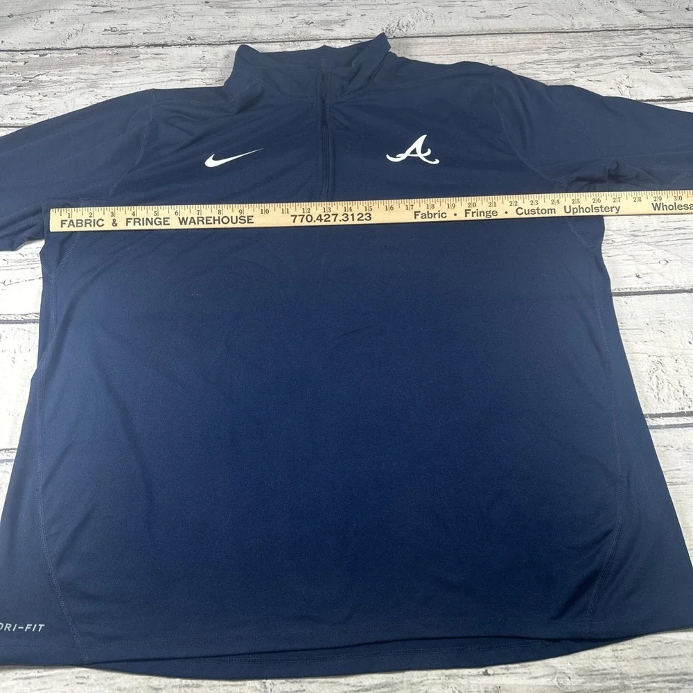 Nike Dri-FIT Atlanta Braves MLB Blue 1/4-Zip Pullover, Size 2XL